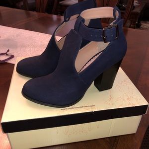 Restricted Faux Suede Pump With Buckle Detail